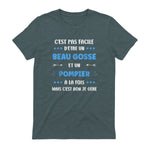 Départ Métier Super Pompier Humour Beau Gosse Pompier in Dark Heather - back view