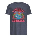 Daddy's Lil Squirter Joke T-Shirt in Heather Navy - back view