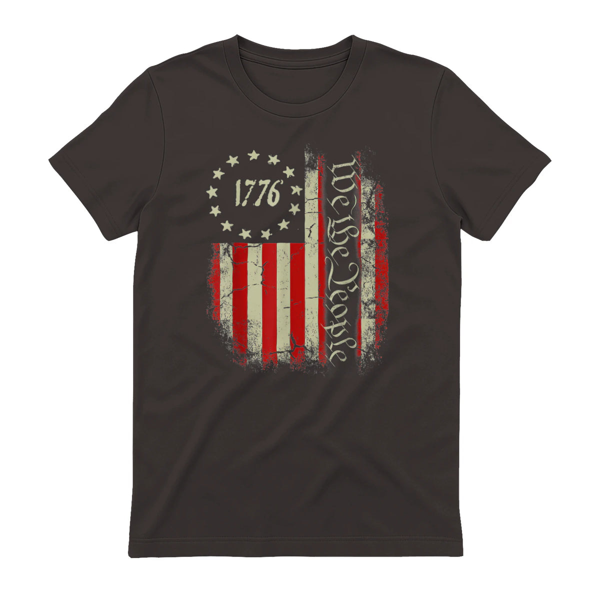 USA Patriotic Fourth of July America T-Shirt in Dark Chocolate - back view