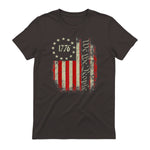 USA Patriotic Fourth of July America T-Shirt in Dark Chocolate - back view