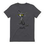 Funny Meh Cat Gift for Cat Lovers in Charcoal - back view