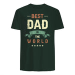 Best Dad in the World, Retro Vintage Look T-Shirt in Forest Green - back view