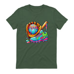 Ice Cream Drip Baseball Stuff Baseball Drip for Boys Graphic T-Shirt in Military Green - back view