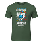 Blue for My Brother Autism Awareness Family Sister Sibling in Military Green - front view