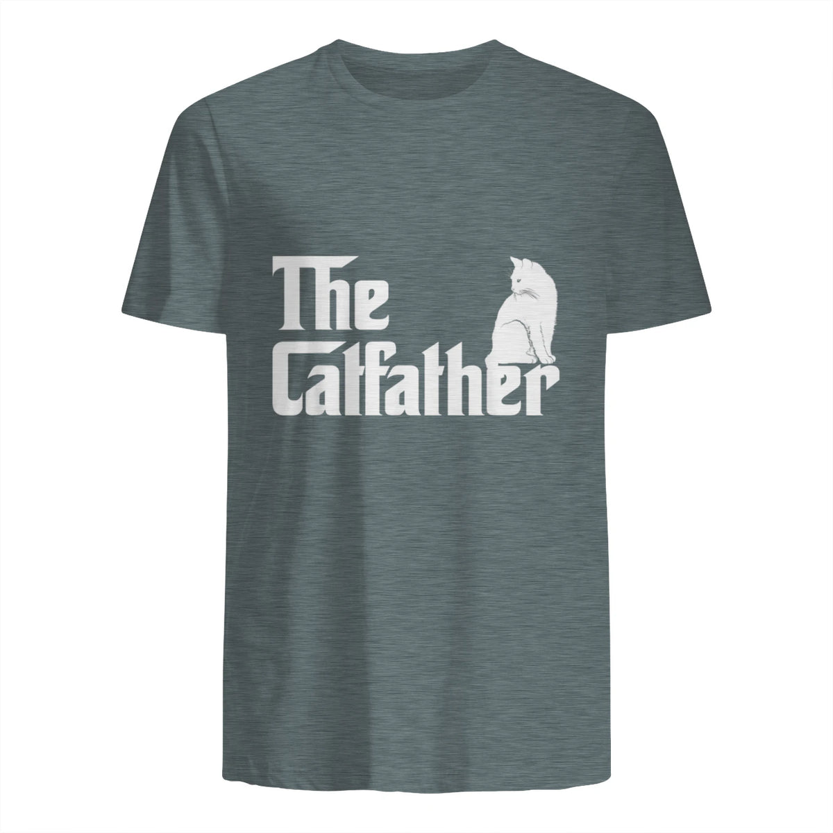 The Catfather Funny Cat Parody Fathers Day Gift Cat Father T-Shirt in Dark Heather - back view