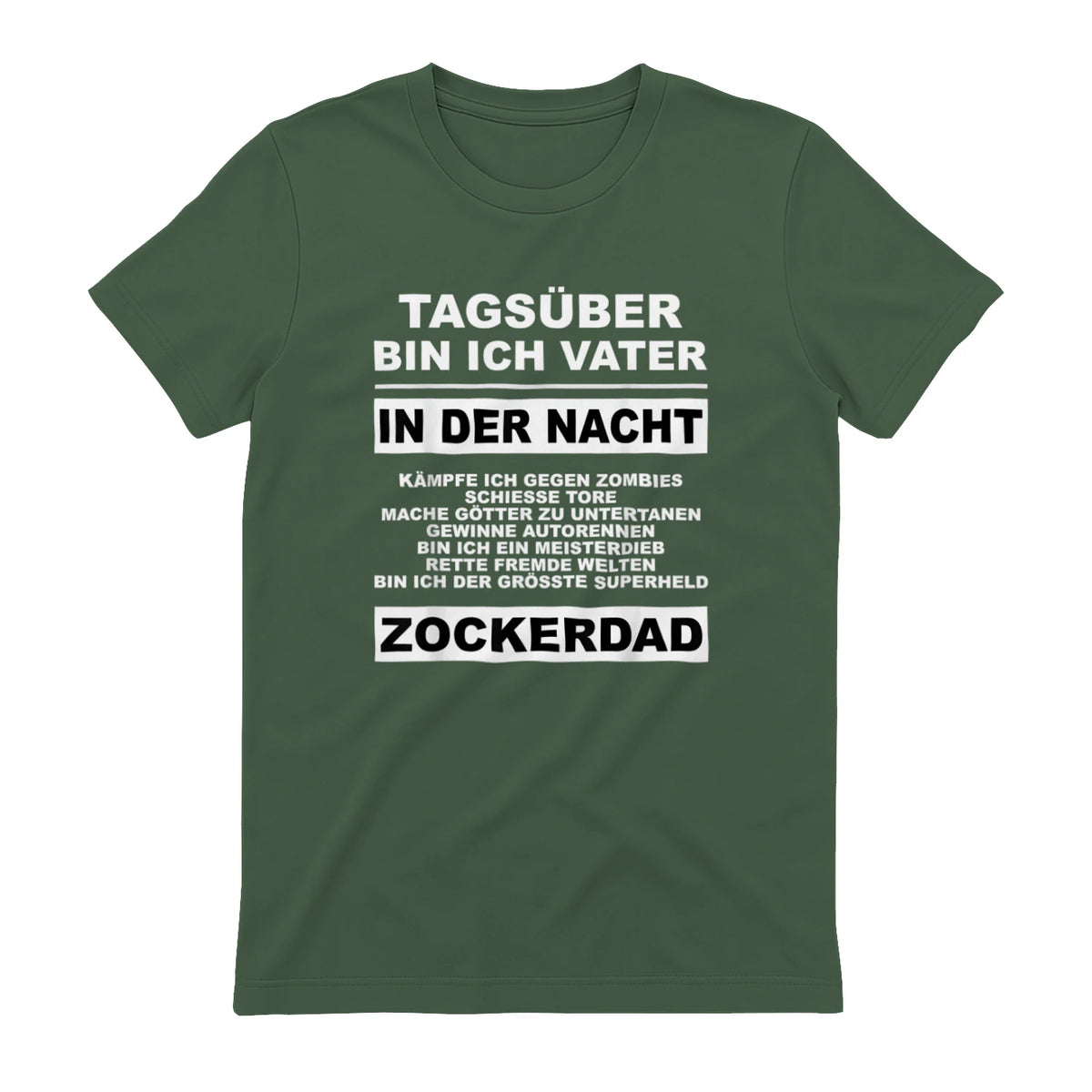 Zockerdad PC Spiele Gaming Zocken Konsole T-Shirt in Military Green - back view