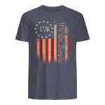 USA Patriotic Fourth of July America T-Shirt in Heather Navy - back view