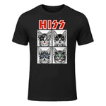 Retro Cat Rock Music Concert Band Men Kids Women Funny Cat T-Shirt in Black - front view
