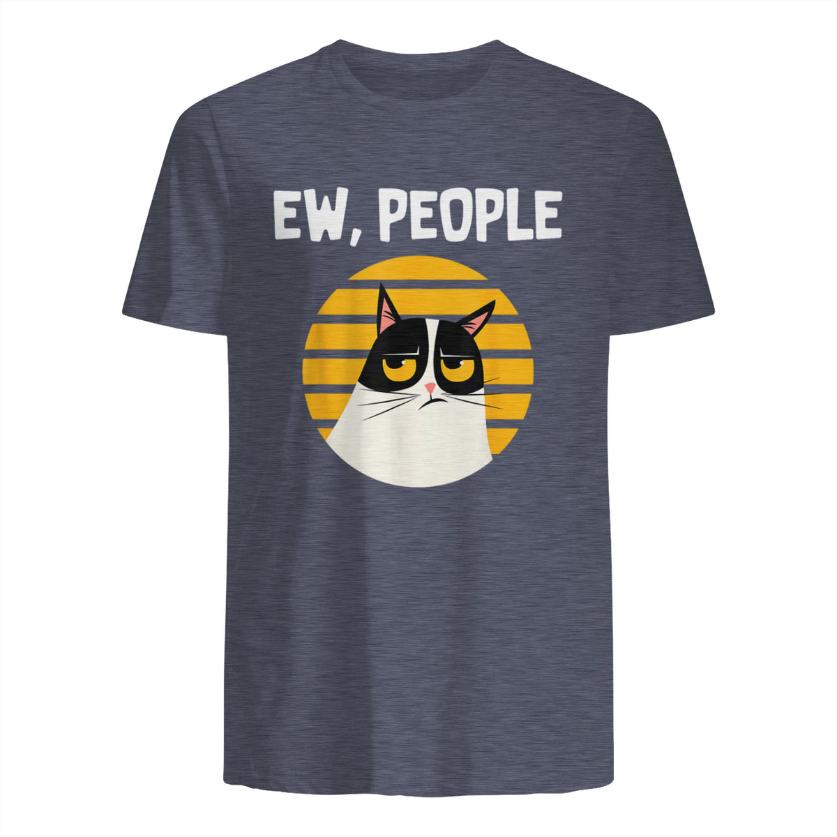Ew, People - Funny Cat Lover Gift T-Shirt in Heather Navy - back view