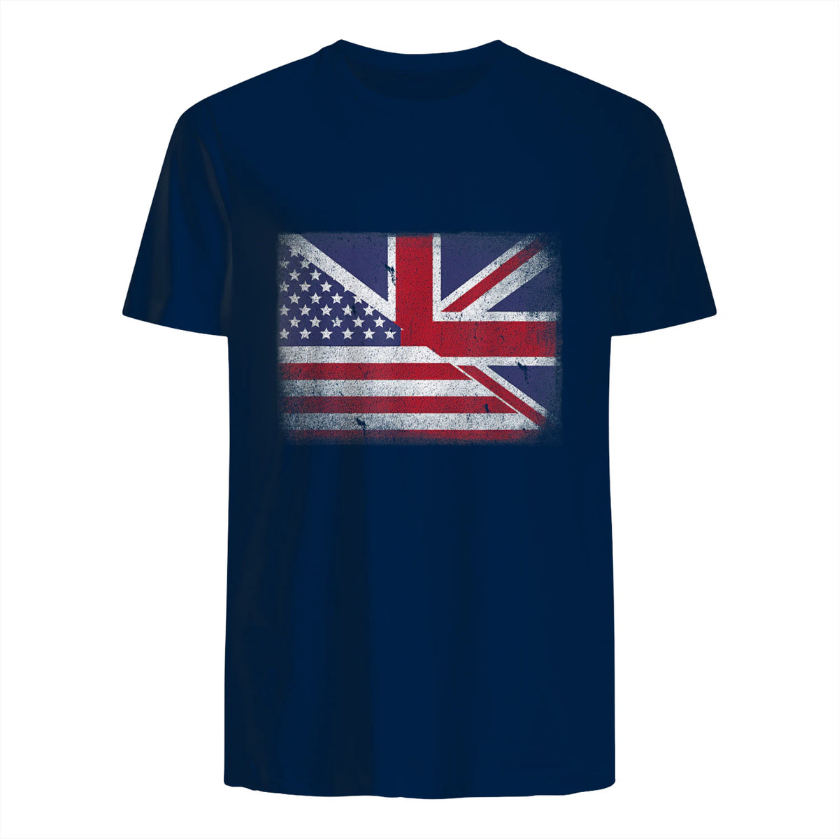 Vintage Half American Half British Flag Great Britain USA T-Shirt in Navy - back view