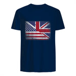 Vintage Half American Half British Flag Great Britain USA T-Shirt in Navy - back view