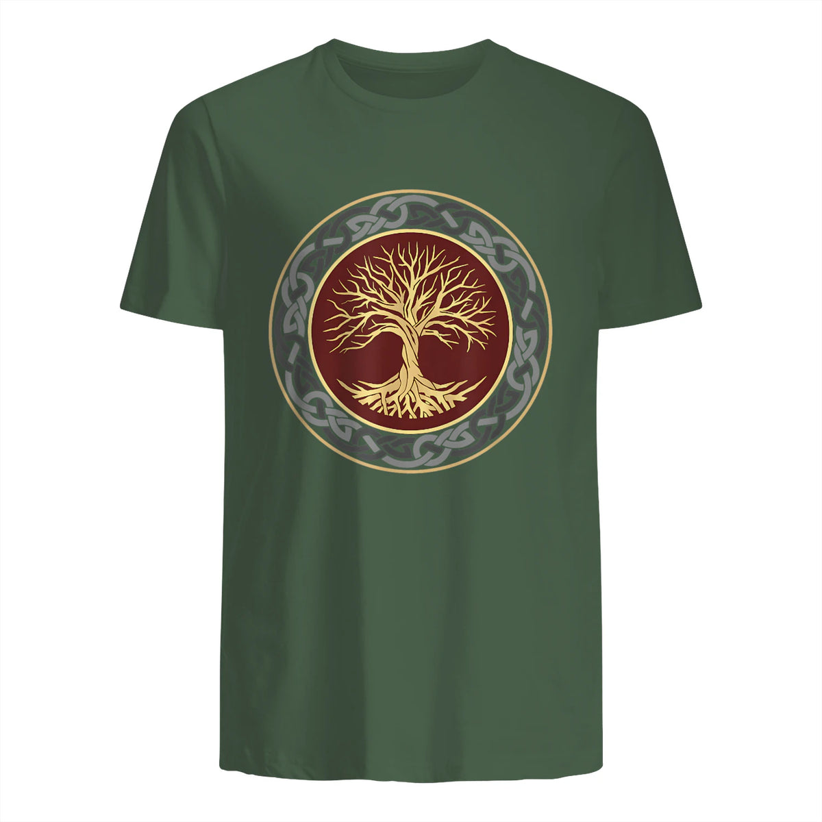 Baum des Lebens Wikinger keltischer Lebensbaum nordisch Halbarm in Military Green - back view