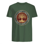 Baum des Lebens Wikinger keltischer Lebensbaum nordisch Halbarm in Military Green - back view