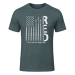 Remember Everyone Deployed RED Friday Military American Flag T-Shirt in Dark Heather - front view