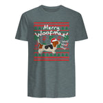 Basset Hound Chemise de Noël Merry Woofmas Père Noël Chien in Dark Heather - back view