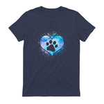 chien patte dans le coeur chien amoureux animal de compagnie in Heather Navy - back view