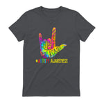 Be Kind ASL Love Sign Language Hand Autism Awareness Tie Dye in Charcoal - back view