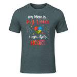 Autism Mom Support ASD T-Shirt in Dark Heather - front view