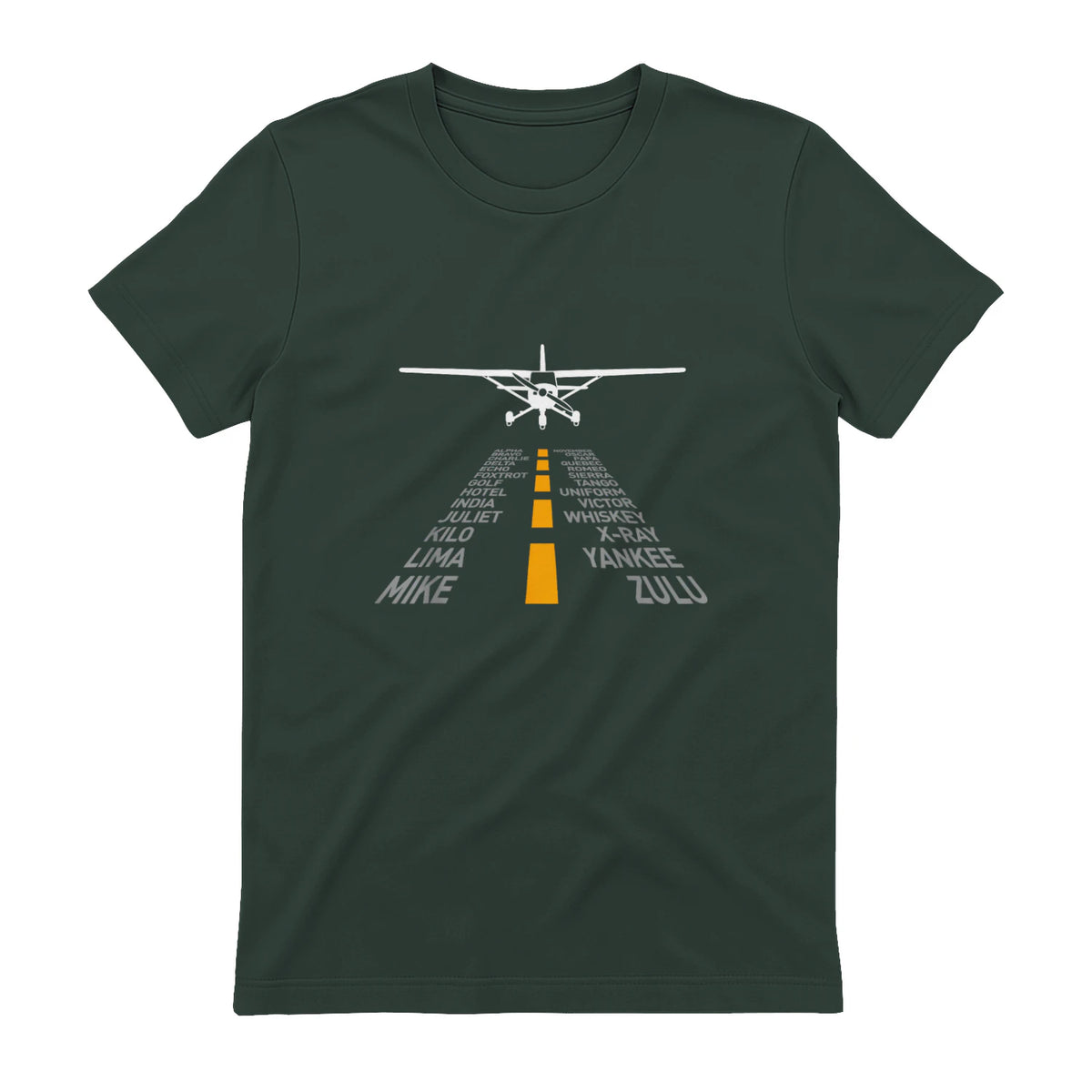 Avion RC Pilot Aéroport Piste Phonetic Alphabet Petit Avion in Forest Green - back view