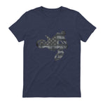 Dirt Bike American Flag T-Shirt Motocross Enduro Shirt T-Shirt in Heather Navy - back view