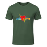 Tom Petty and The Heartbreakers Classic Logo T-Shirt in Military Green - front view