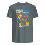 I Wear Blue for My Grandson Autism Awareness Grandma Nana in Dark Heather - back view