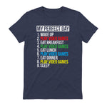 My Perfect Day Video Games Funny Cool Gamer in Heather Navy - back view