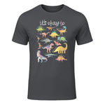 Autism Awareness It's Okay to Be Different Funny Dinosaur in Charcoal - front view