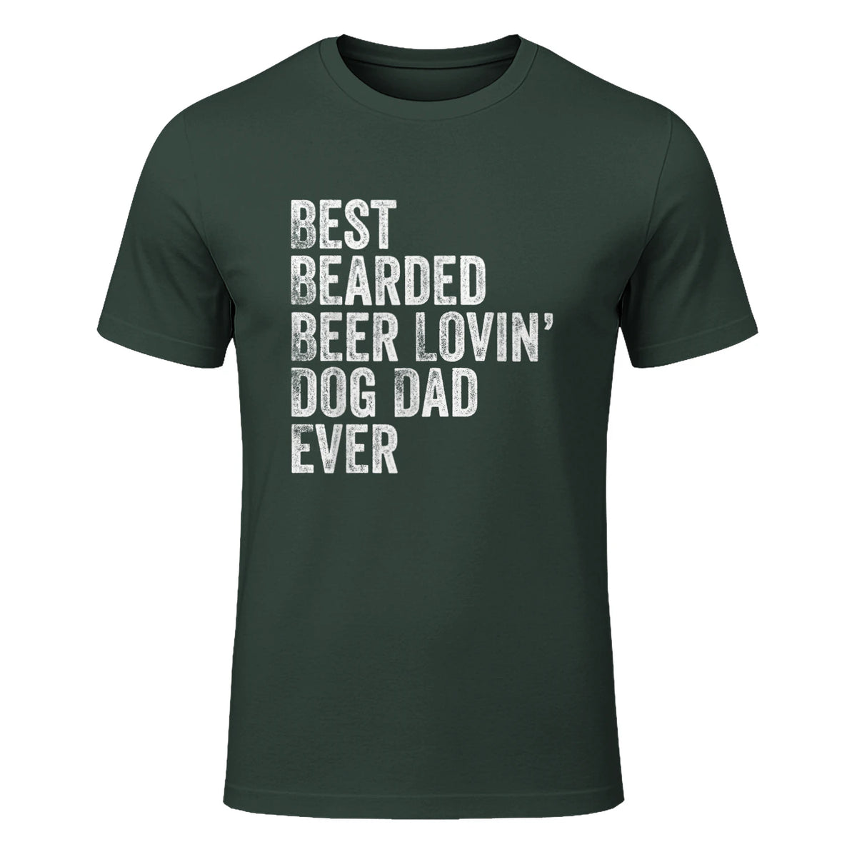 Best Bearded Beer Lovin Dog Dad T-Shirt Pet Lover Owner Gift in Forest Green - front view