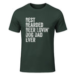 Best Bearded Beer Lovin Dog Dad T-Shirt Pet Lover Owner Gift in Forest Green - front view