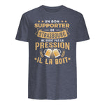 Bon Supporter Strasbourg boit la pression humour Strasbourg in Heather Navy - back view