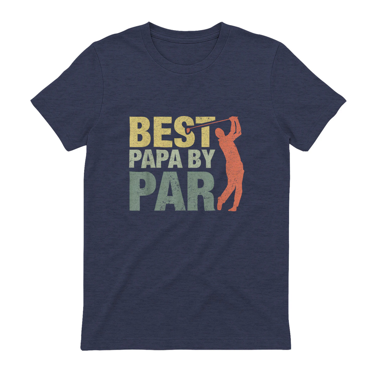 Funny Best Papa By Par Father's Day Golf Gift Grandpa in Heather Navy - back view