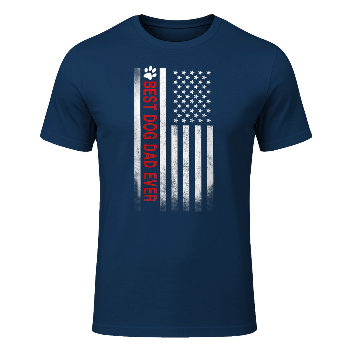 Best Dog Dad Ever American Flag Gift for Best Father in Navy - front view