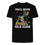 Autism Mom You Will Never Walk-Alone Support Autism Daughter in Black - back view