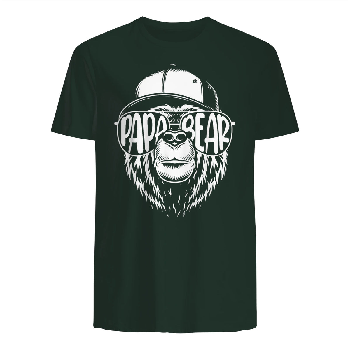 Grandfather Grandpa Son Daughter Children Gift Vatertag Schwarz Small Classic Fit Cartoon Bär Family Män in Forest Green - back view