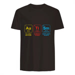 Autism Awareness Periodic Table ASD T-Shirt in Dark Chocolate - back view