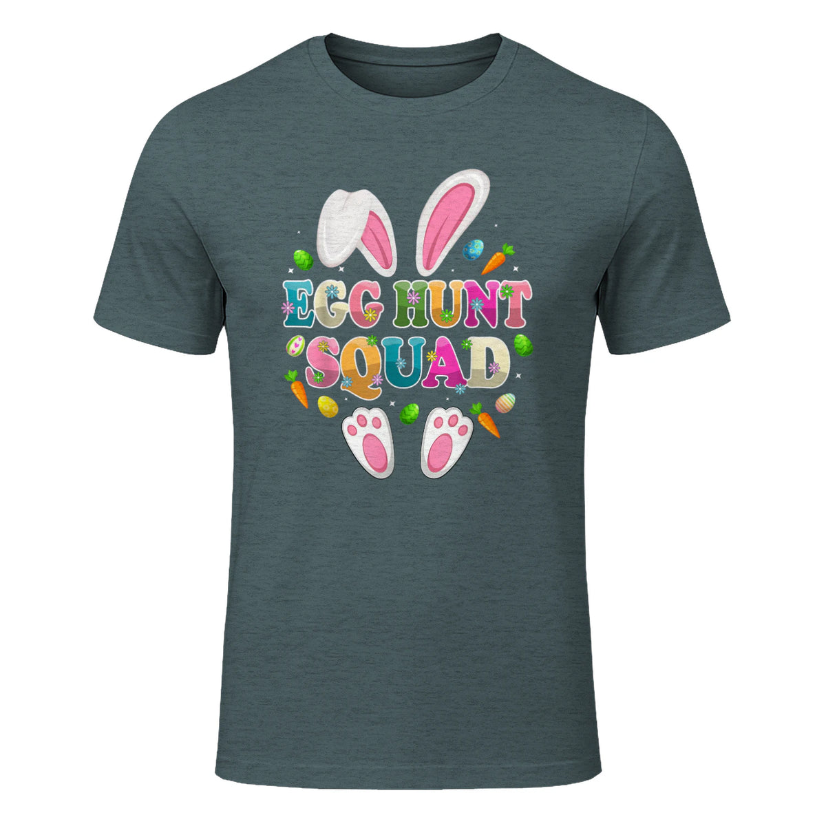 Egg Hunt Squad Bunny Happy Easter Day in Dark Heather - front view