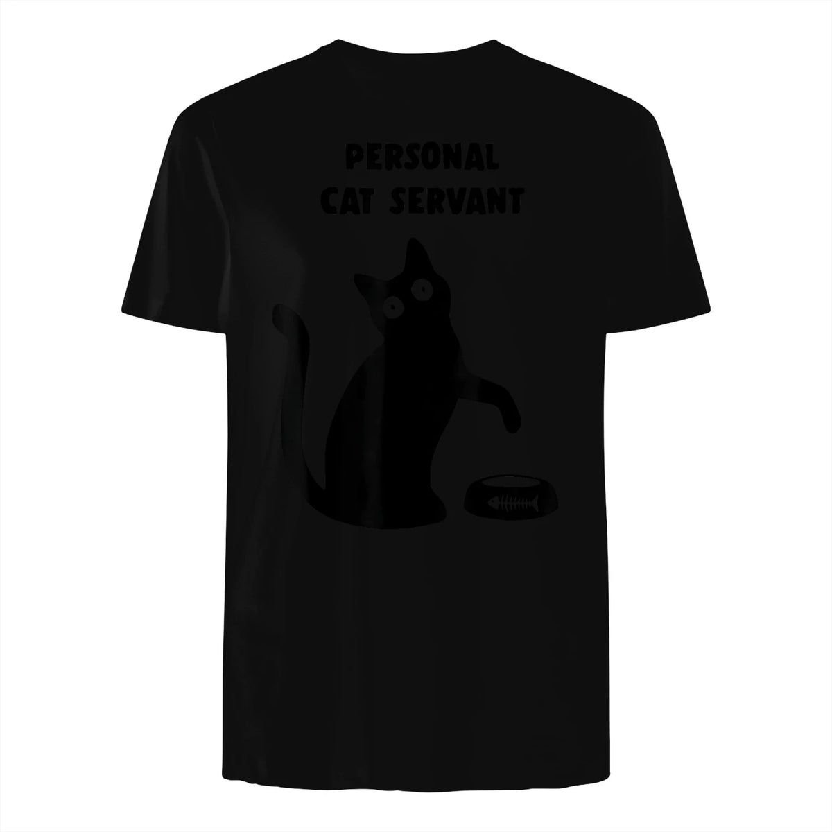 Personal Cat Servant Shirt Funny Black Cat Lover Gift in Black - back view