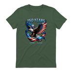 Patriotic Eagle and Flag Anniversary T-Shirt in Military Green - back view