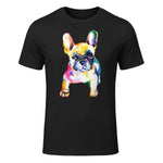 French Bulldog Original Watercolor Design T-Shirt in Black - front view