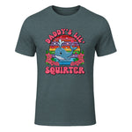 Daddy's Lil Squirter Joke T-Shirt in Dark Heather - front view