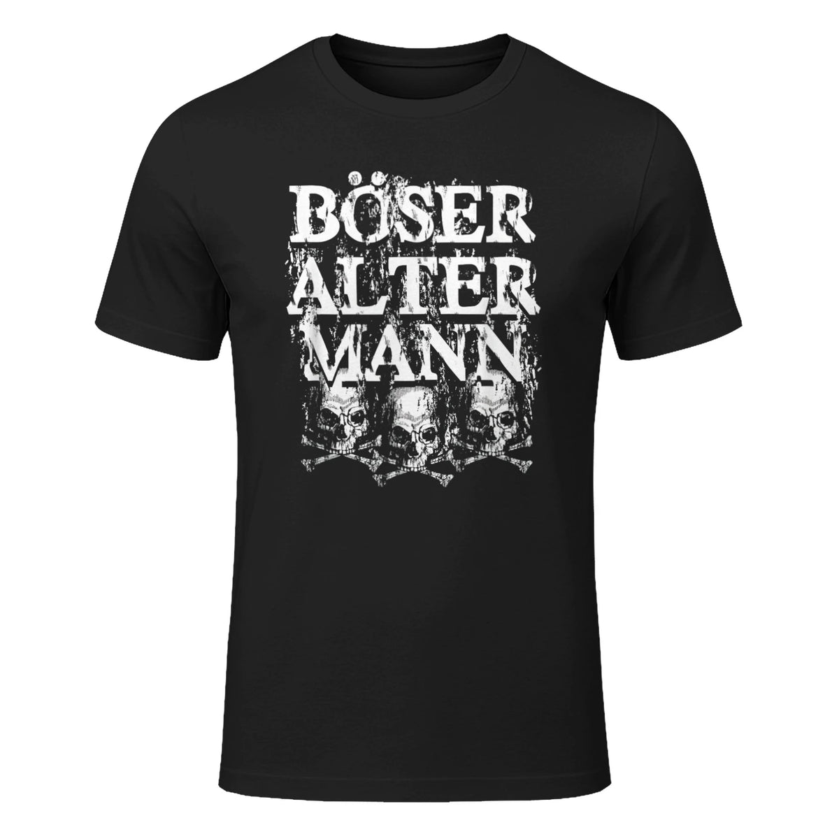 Opa & Großvater Männer Geschenke Vintage Totenkopf Schwarz, S Herren, Halbarm, in Black - front view