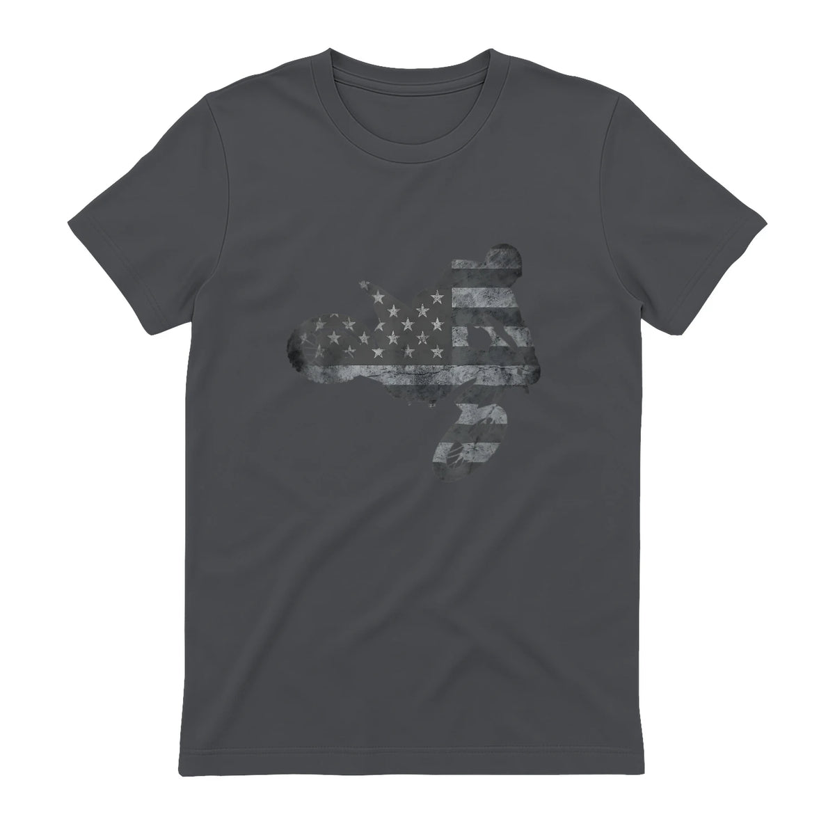 Dirt Bike American Flag T-Shirt Motocross Enduro Shirt T-Shirt in Charcoal - back view