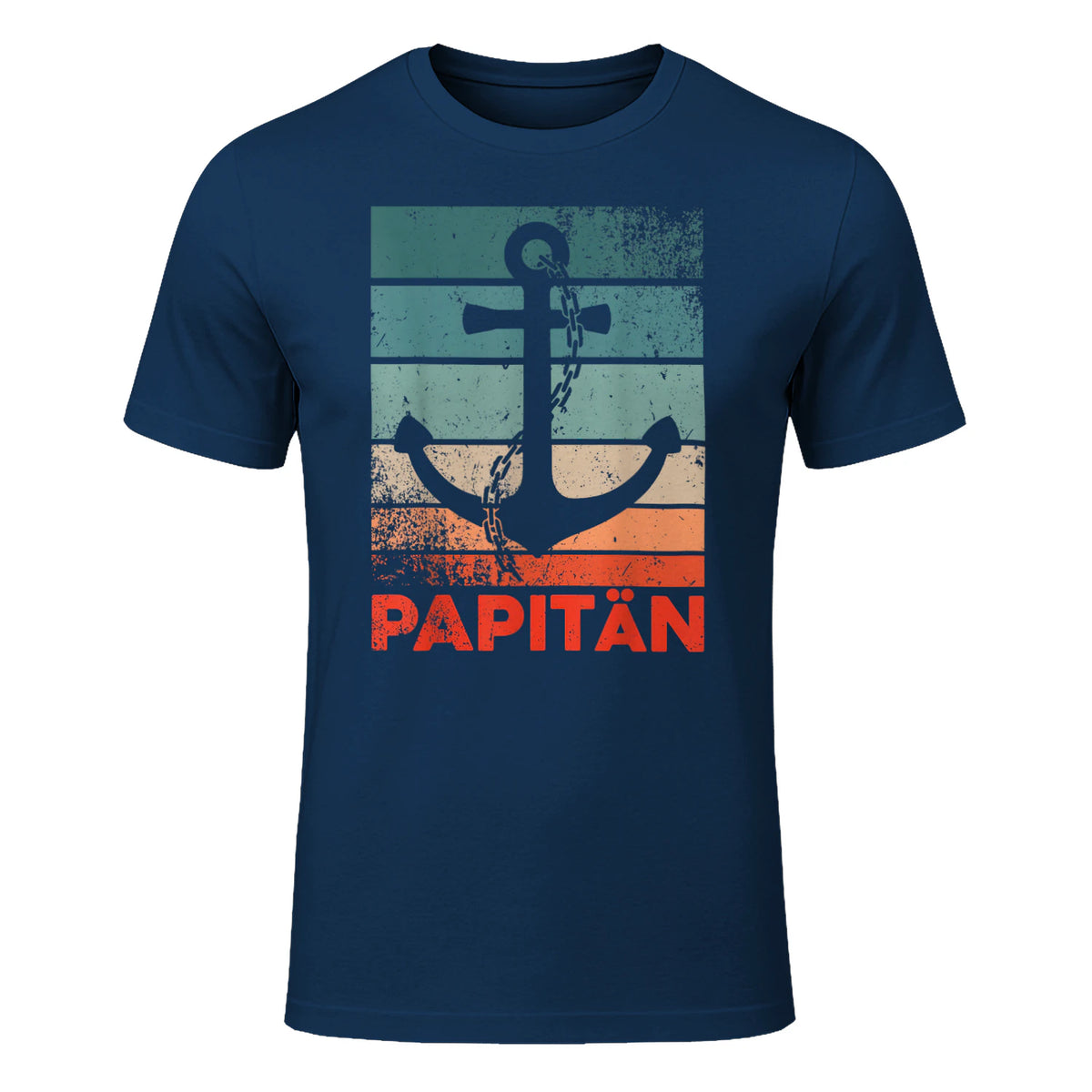 Papitän Papa und Kapitän Lustiges Retro Anker Vatertag in Navy - front view
