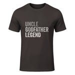 Funny Uncle Godparent Hero Message Uncle Godfather Legend For A Favorite Uncle Family Baptism T-Shirt - Black, Sm in Dark Chocolate - front view