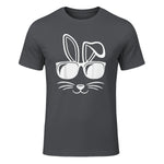 Bunny Face With Sunglasses Men Boys Kids Easter Day in Charcoal - front view