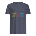 Autism Awareness Periodic Table ASD T-Shirt in Heather Navy - back view