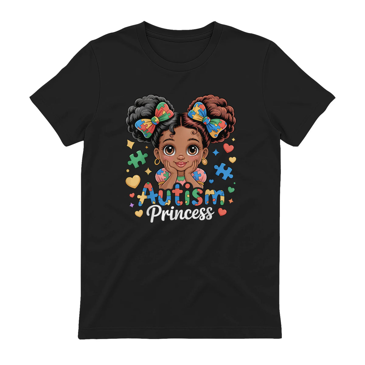 Autism Princess Coquette Bow Daughter Autism Awareness Girls in Black - back view