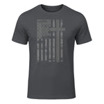 (Art) American Flag Christian Faith Cross Patriotic T-Shirt in Charcoal - front view