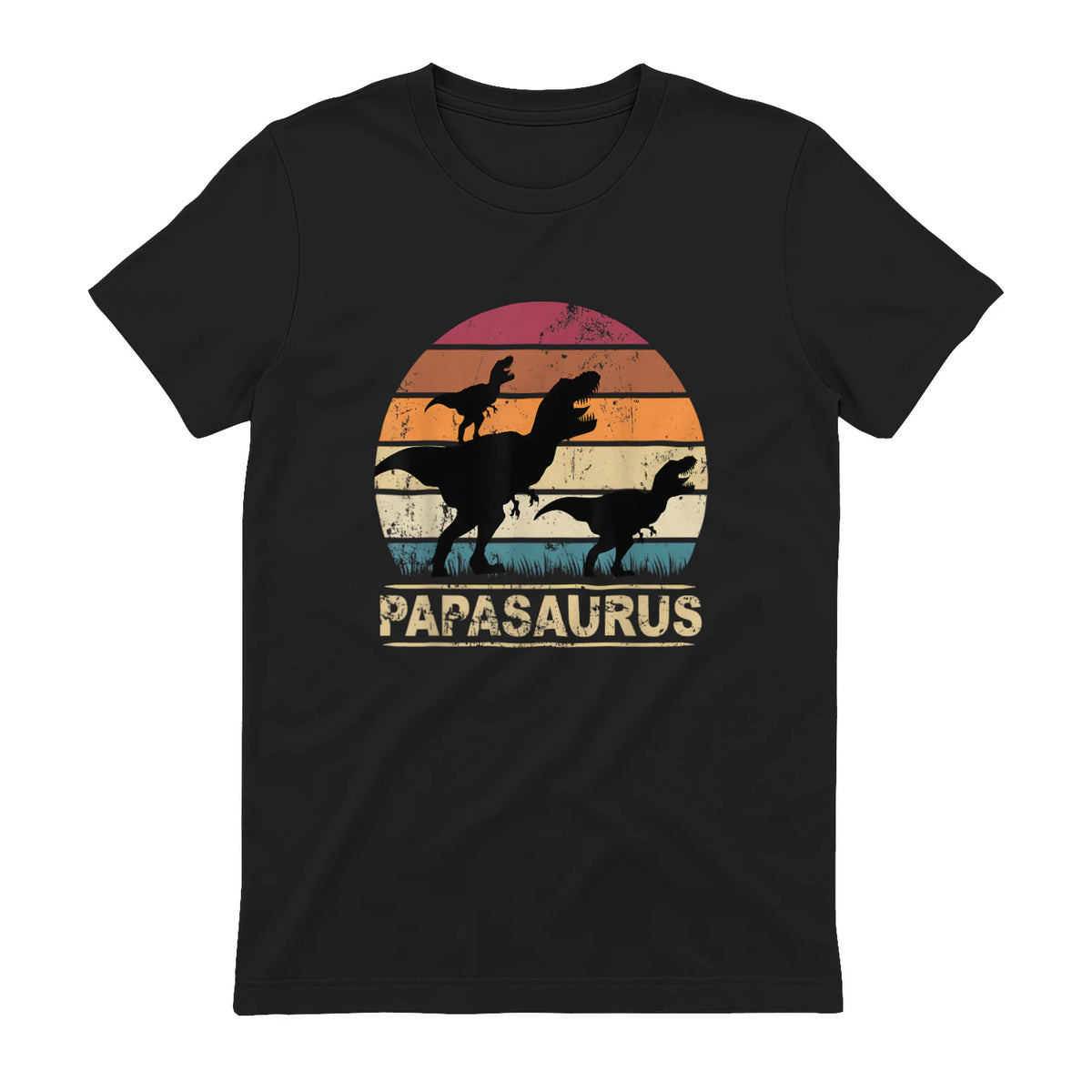 Papasaurus Dinosaurier Papa Tyrannosaurus Dino Doppelpack in Black - back view